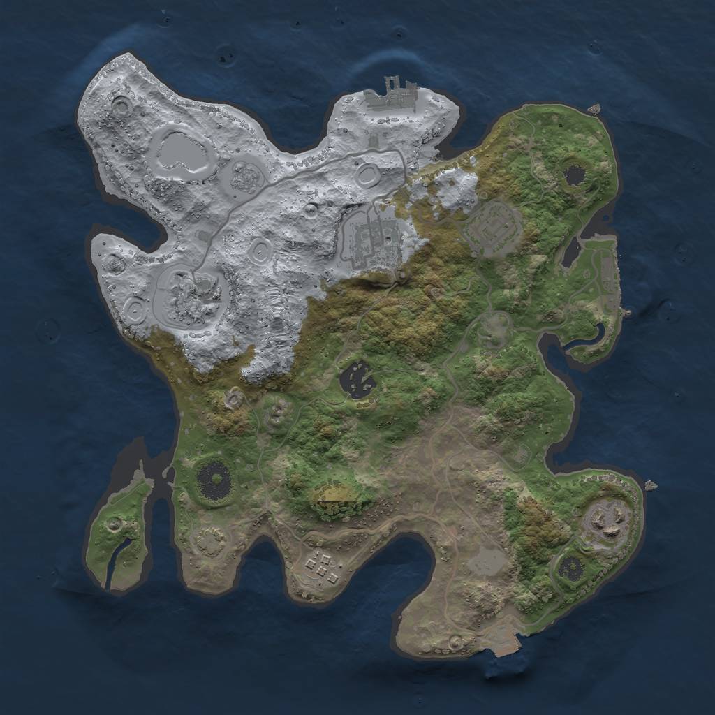 Rust Map: Procedural Map, Size: 3000, Seed: 4751, 13 Monuments