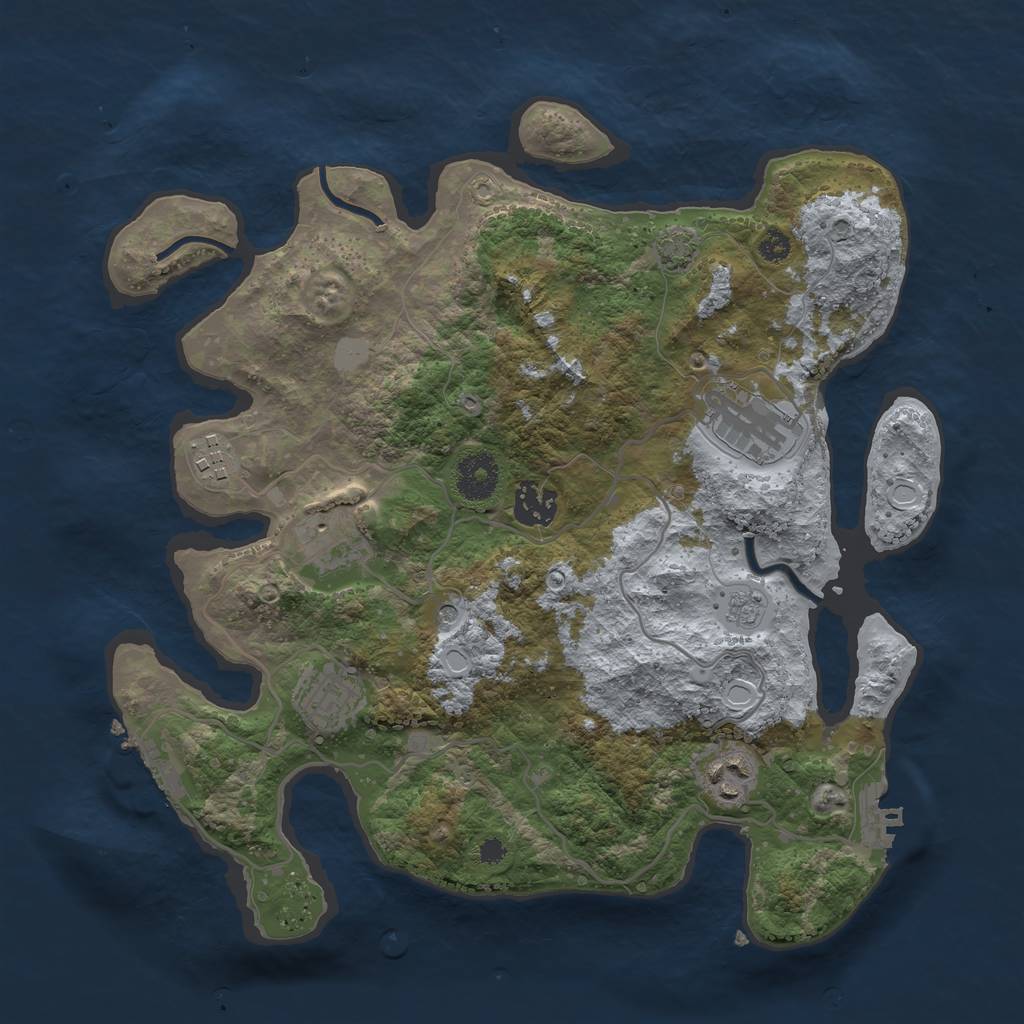 Rust Map: Procedural Map, Size: 3350, Seed: 33453654, 14 Monuments