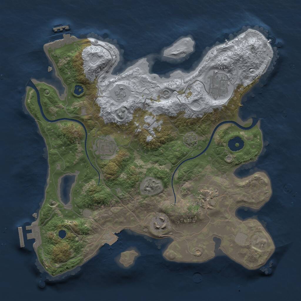 Rust Map: Procedural Map, Size: 3000, Seed: 4027651, 10 Monuments