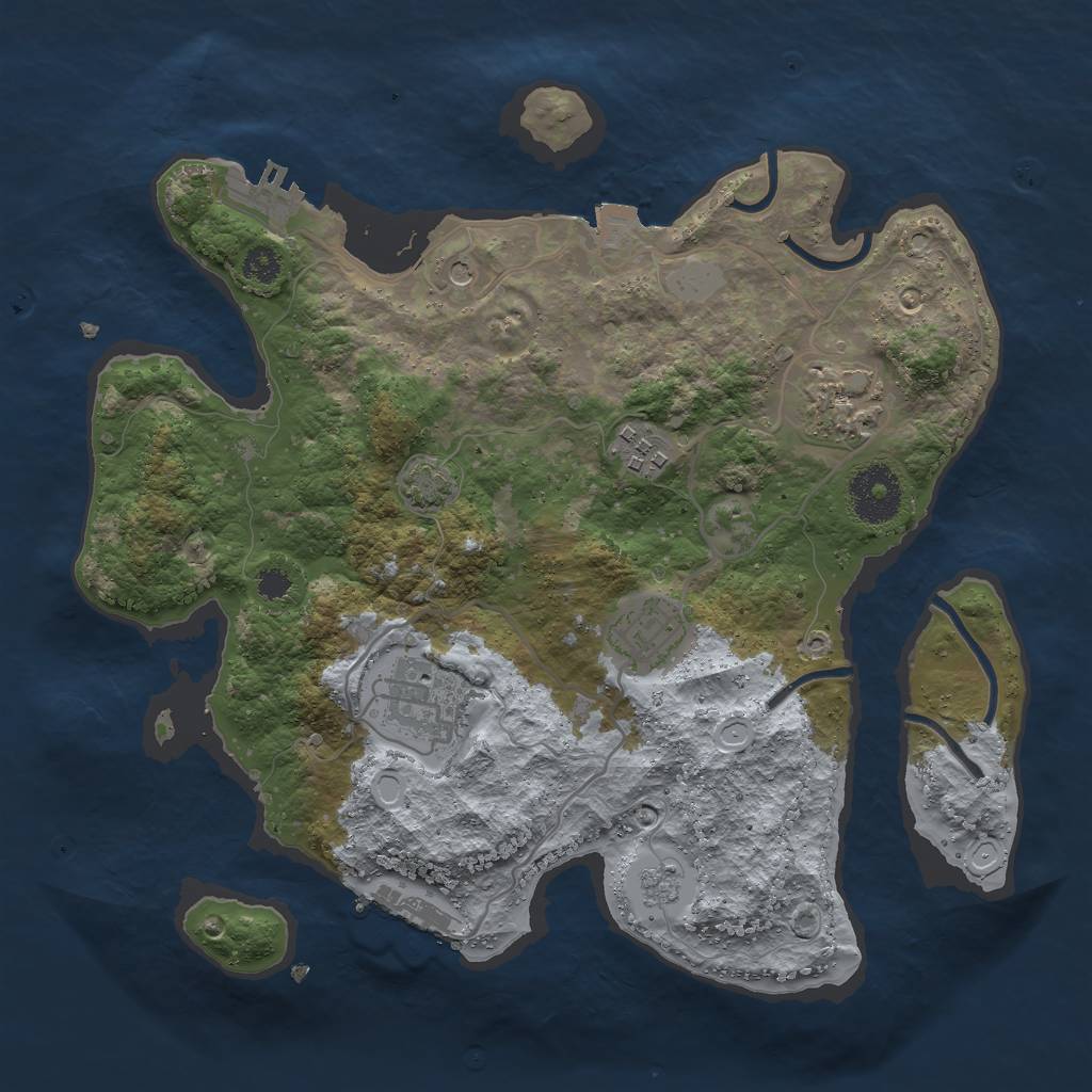 Rust Map: Procedural Map, Size: 3000, Seed: 224205003, 12 Monuments