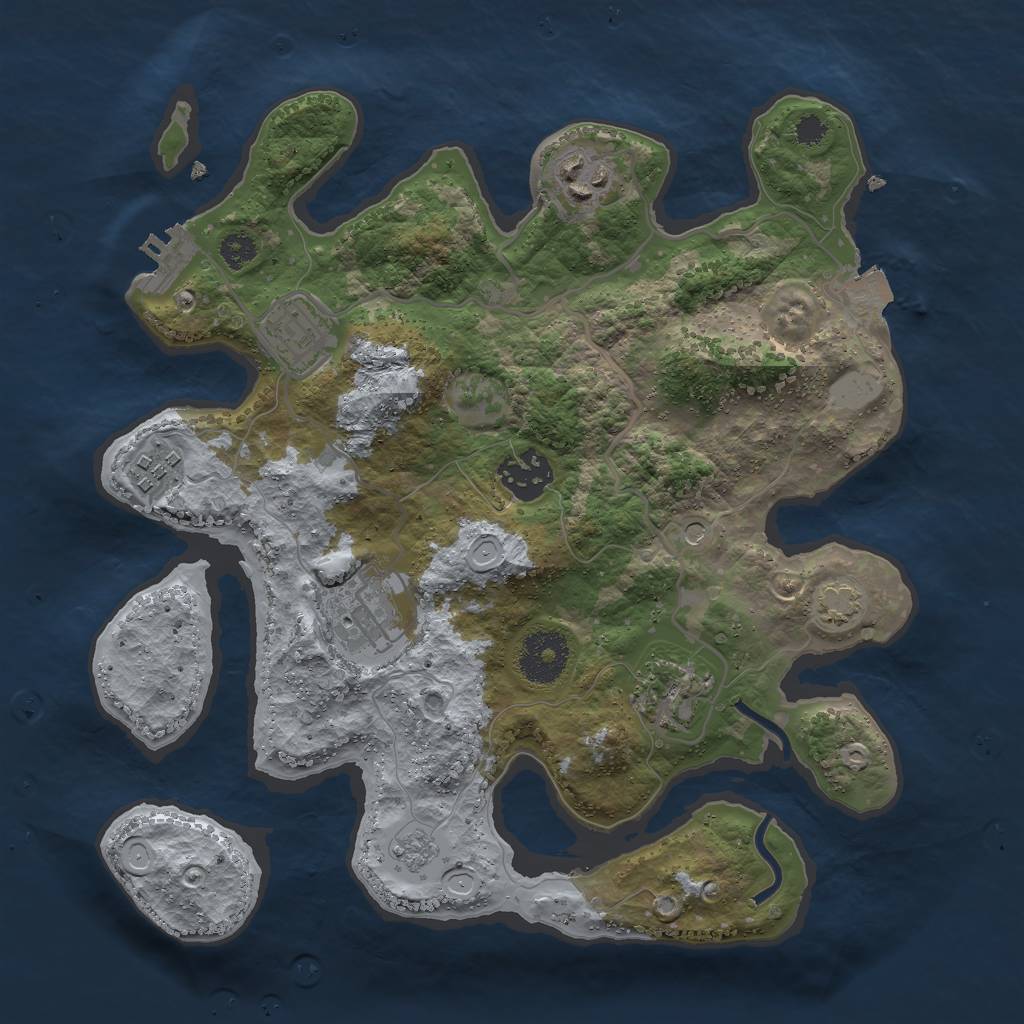 Rust Map: Procedural Map, Size: 3000, Seed: 640563631, 13 Monuments