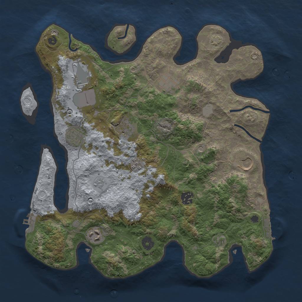 Rust Map: Procedural Map, Size: 3500, Seed: 1431901094, 16 Monuments