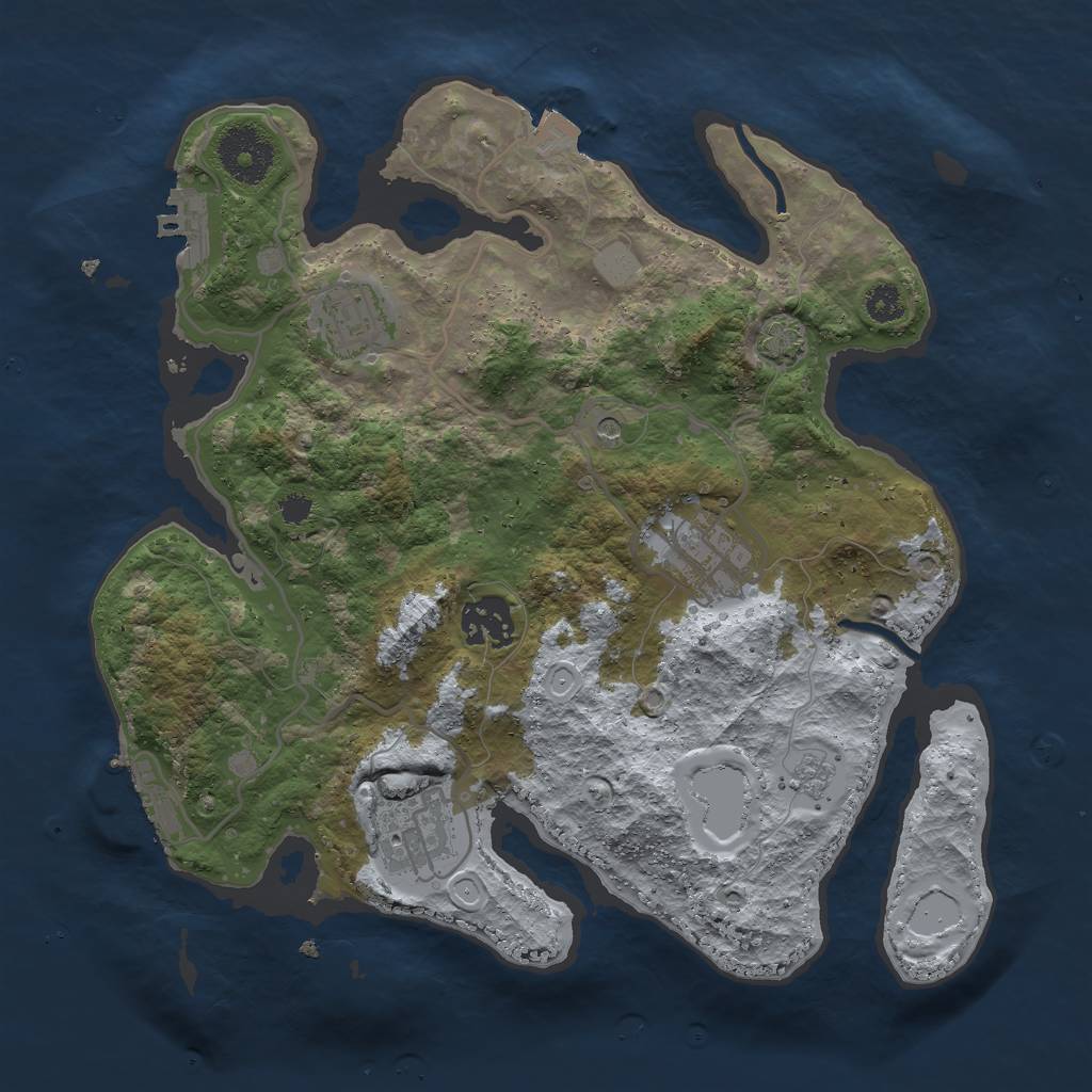 Rust Map: Procedural Map, Size: 3000, Seed: 5384209, 12 Monuments