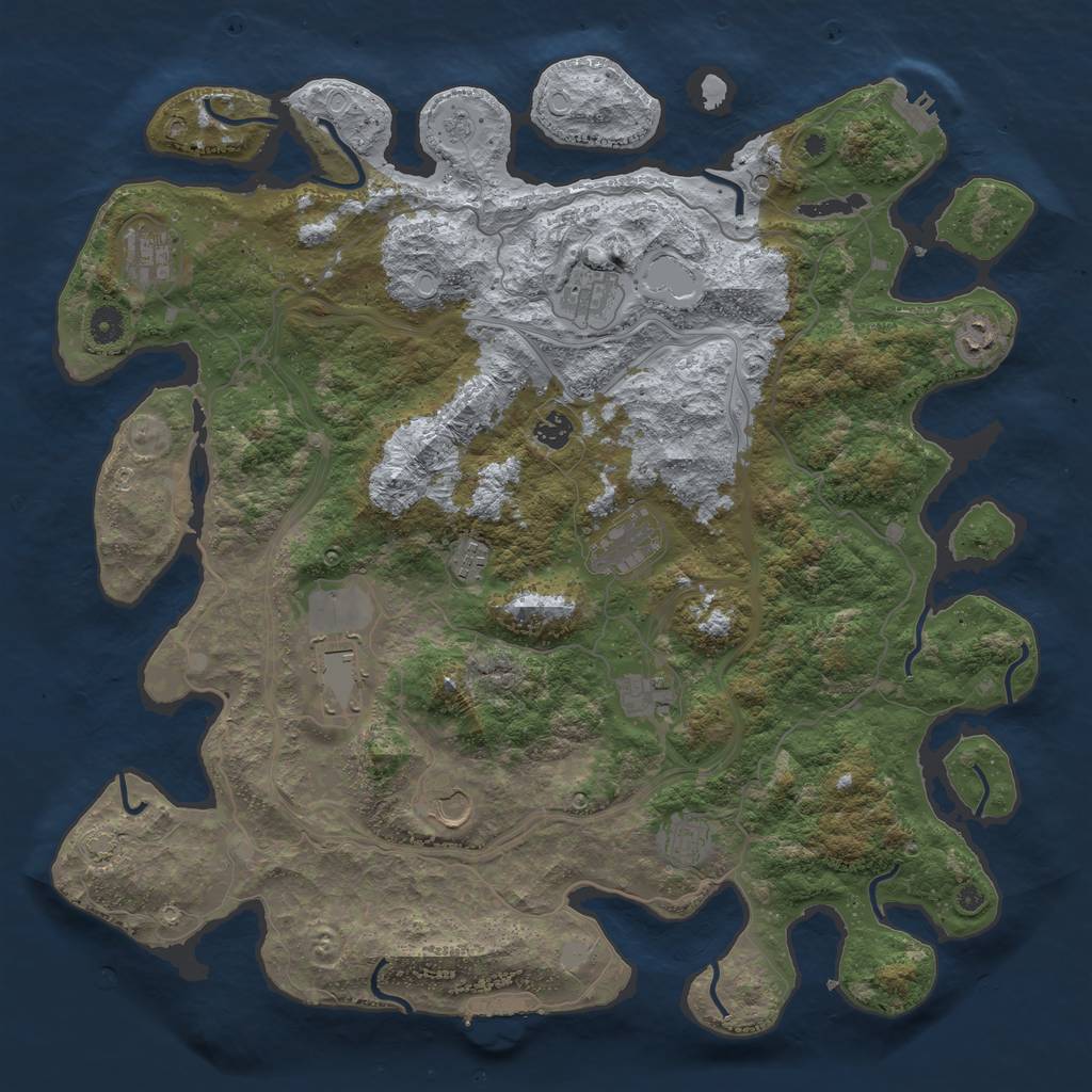 Rust Map: Procedural Map, Size: 4500, Seed: 1937254196, 18 Monuments
