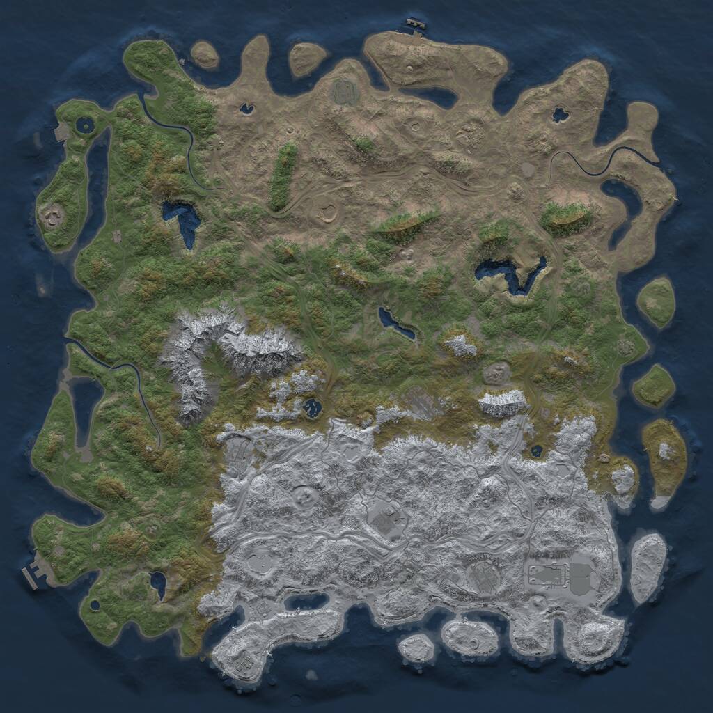 Rust Map: Procedural Map, Size: 6000, Seed: 409190656, 17 Monuments
