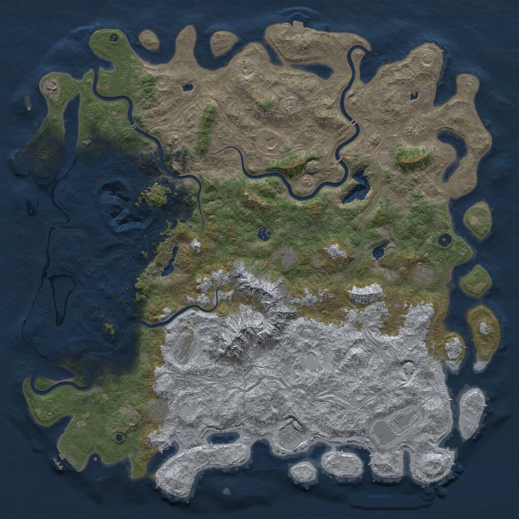 Rust Map: Procedural Map, Size: 6000, Seed: 409190656, 17 Monuments