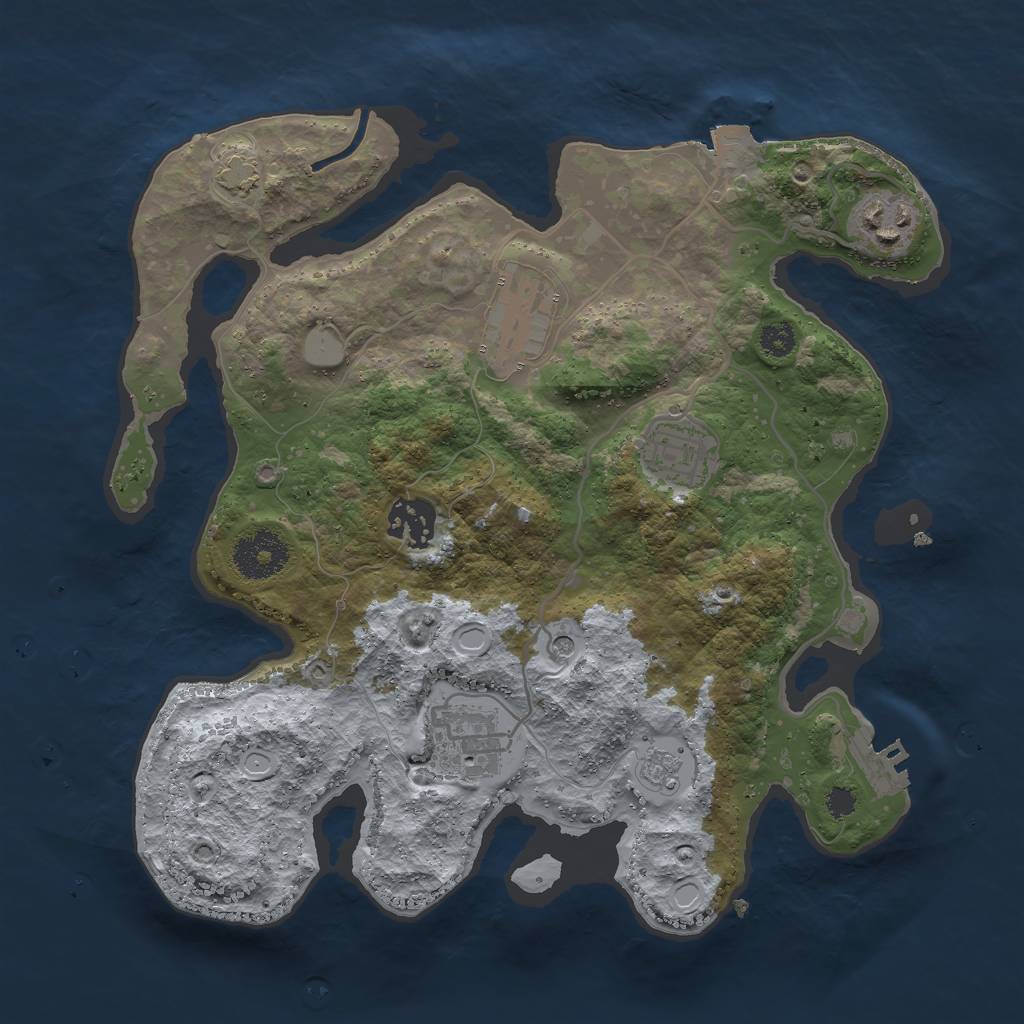 Rust Map: Procedural Map, Size: 3000, Seed: 73453, 12 Monuments