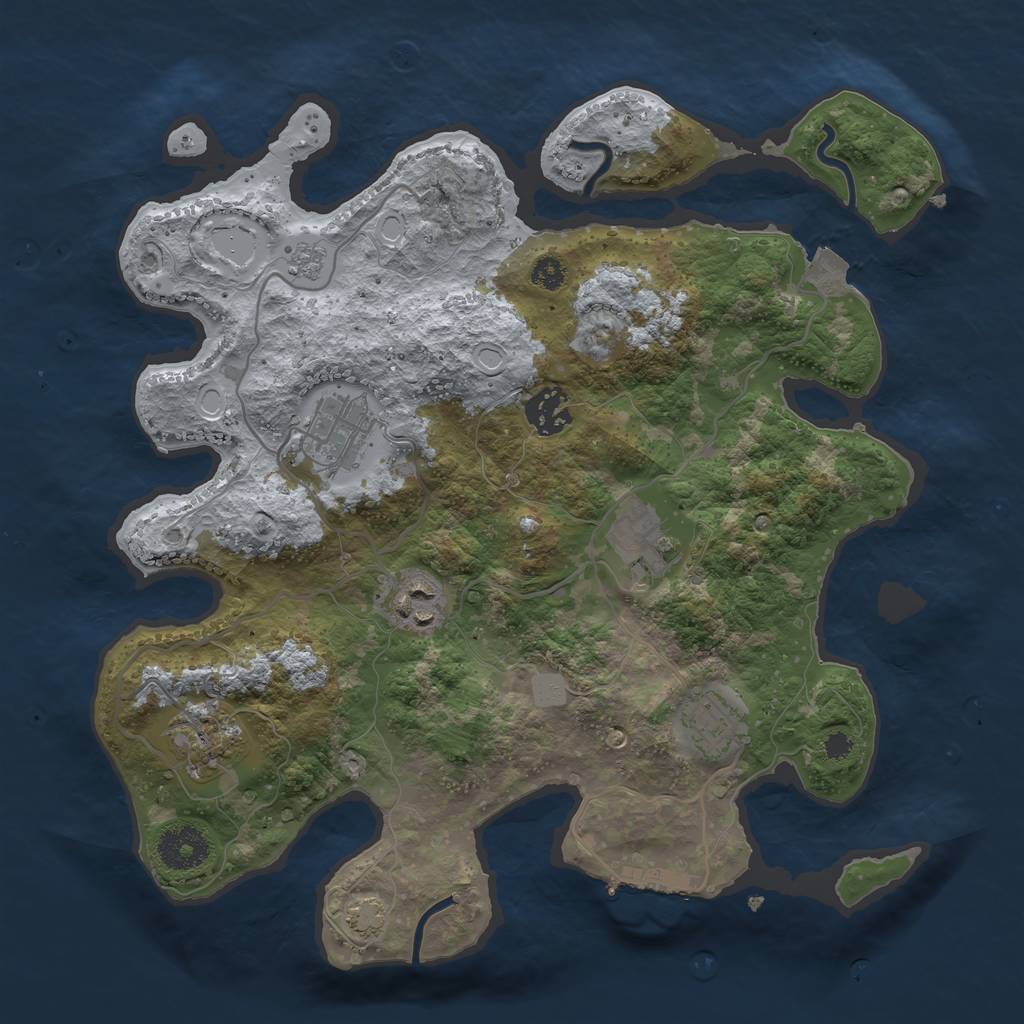 Rust Map: Procedural Map, Size: 3250, Seed: 1120512579, 12 Monuments
