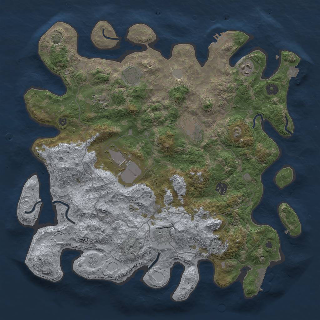 Rust Map: Procedural Map, Size: 4000, Seed: 53590317, 16 Monuments