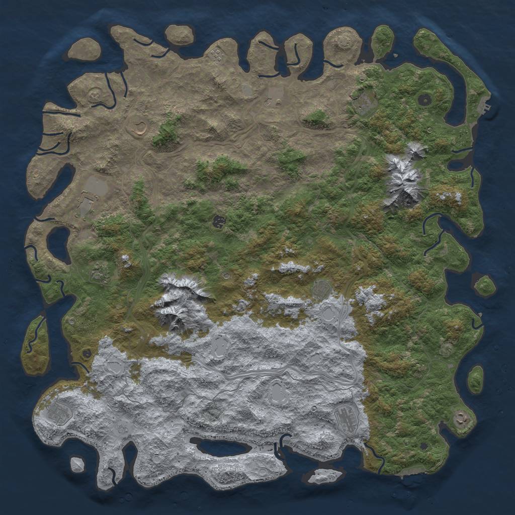 Rust Map: Procedural Map, Size: 6000, Seed: 243384481, 19 Monuments