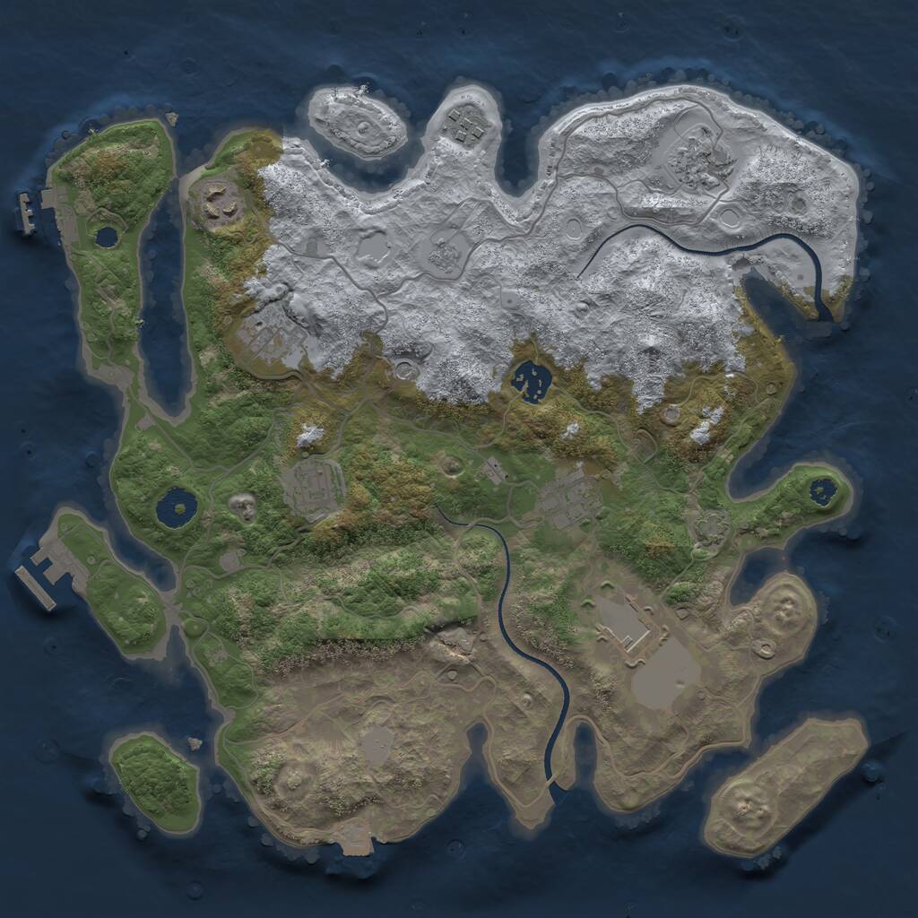 Rust Map: Procedural Map, Size: 3500, Seed: 610972, 14 Monuments