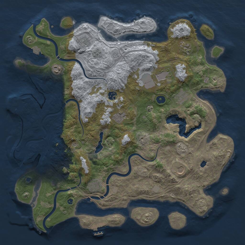Rust Map: Procedural Map, Size: 4300, Seed: 3600, 16 Monuments