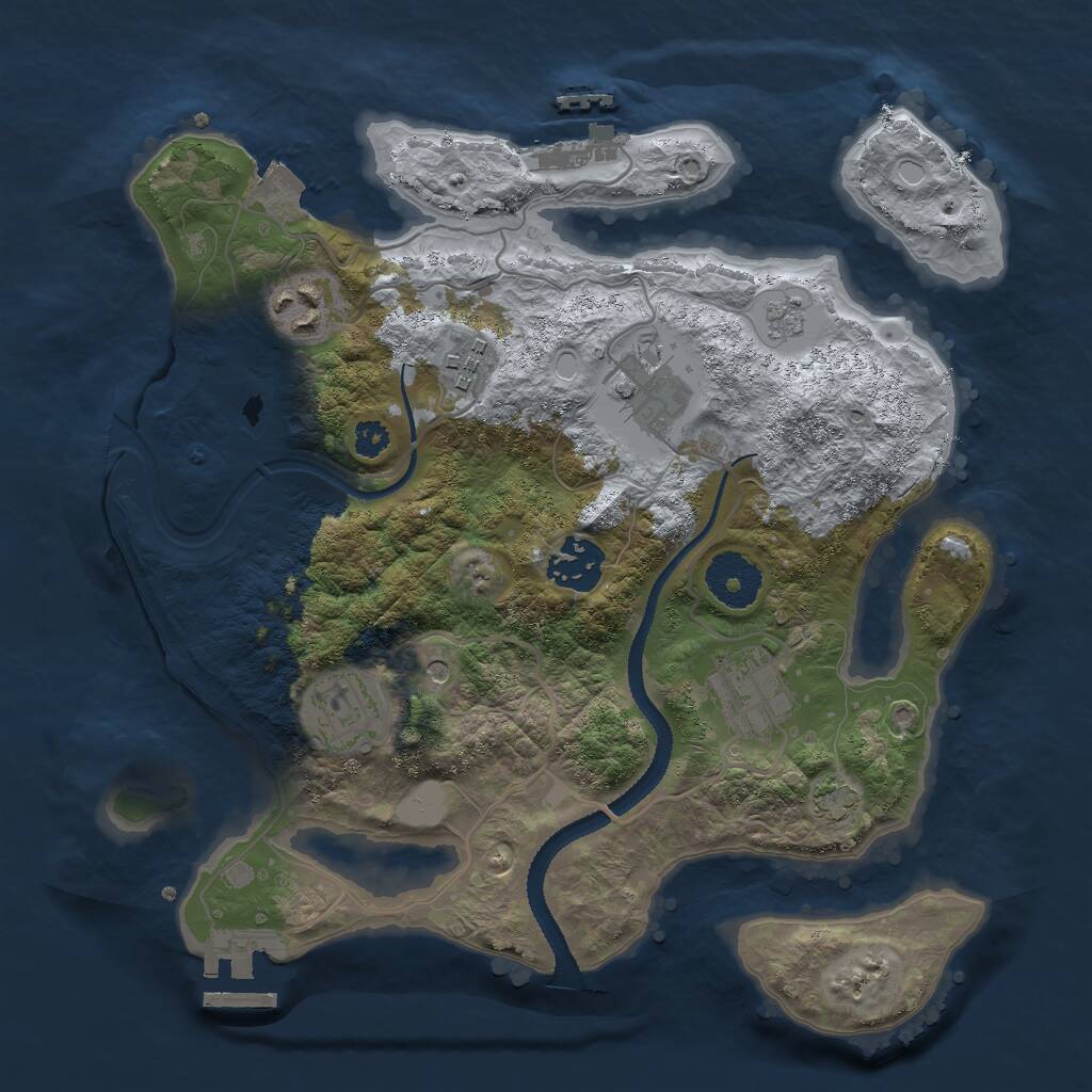Rust Map: Procedural Map, Size: 3000, Seed: 1212334, 12 Monuments