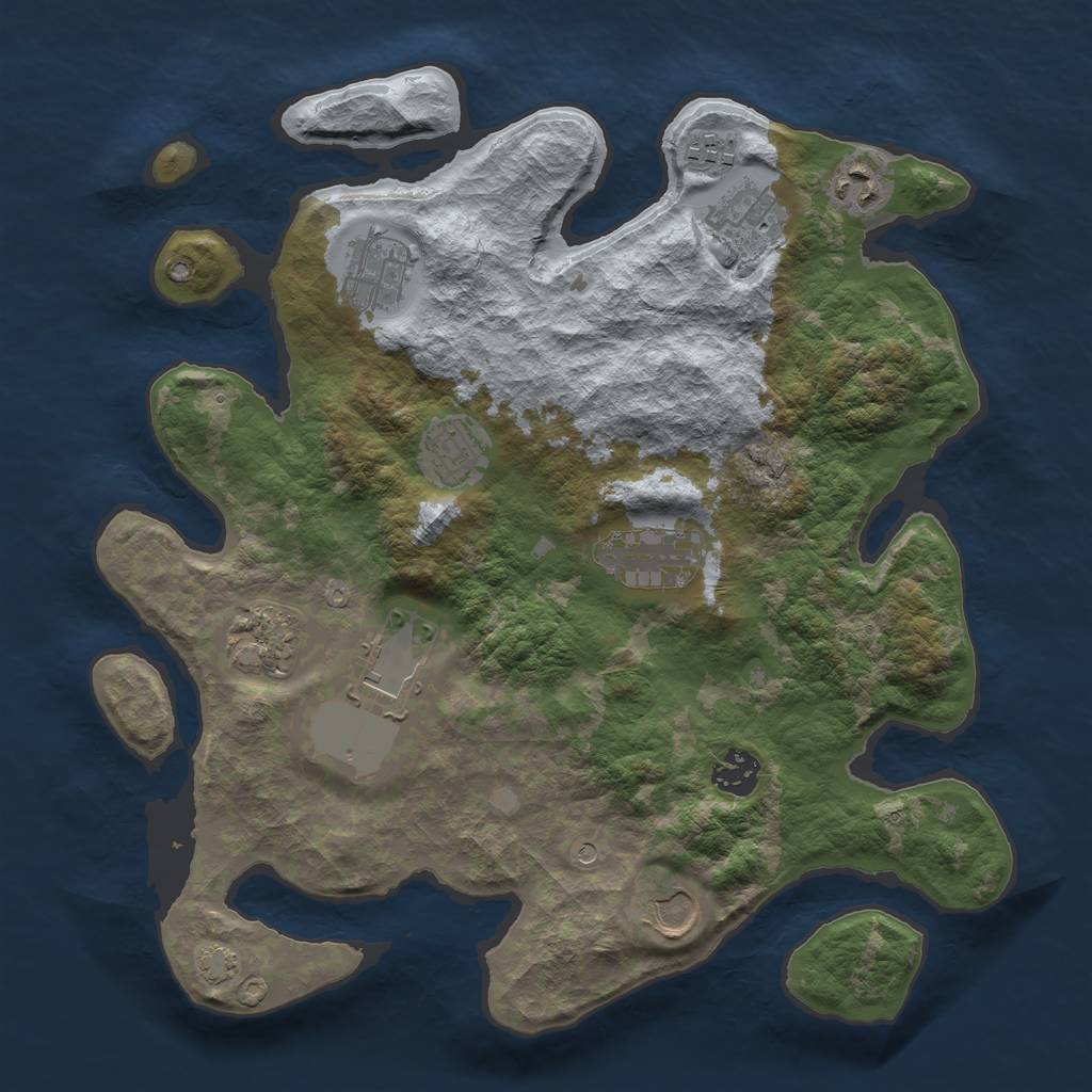 Rust Map: Barren, Size: 3500, Seed: 70220411, 14 Monuments