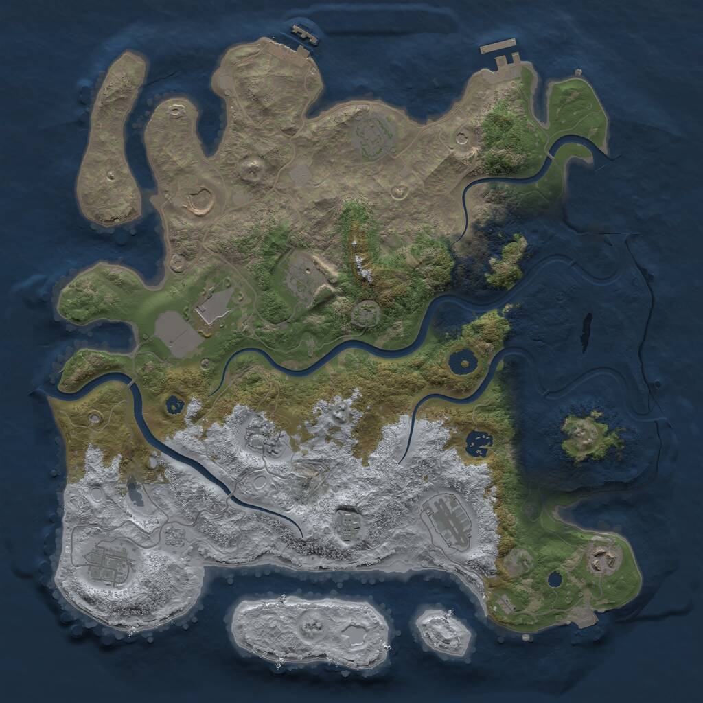 Rust Map: Procedural Map, Size: 3900, Seed: 72320520, 16 Monuments
