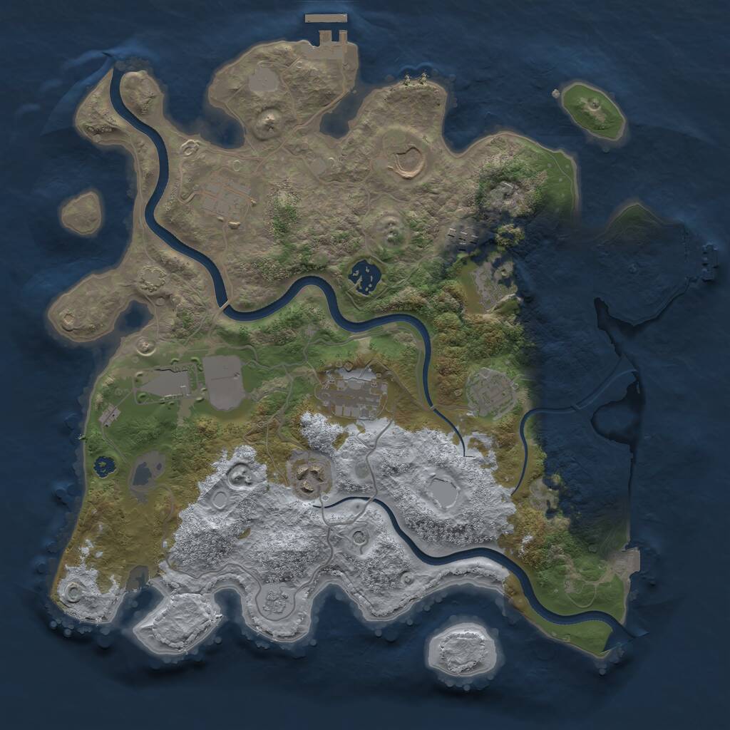 Rust Map: Procedural Map, Size: 3500, Seed: 1841350046, 15 Monuments