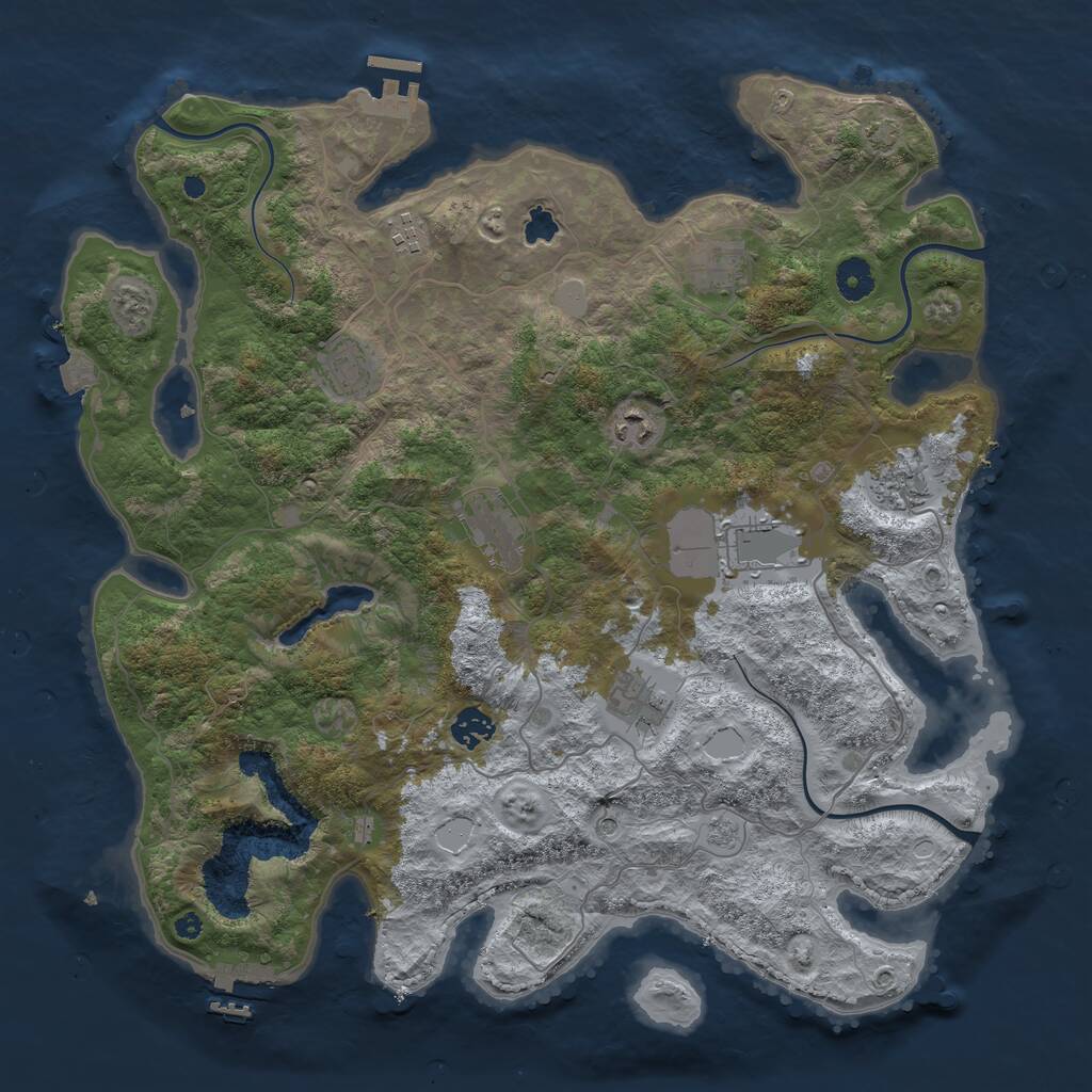Rust Map: Procedural Map, Size: 4050, Seed: 634628224, 15 Monuments
