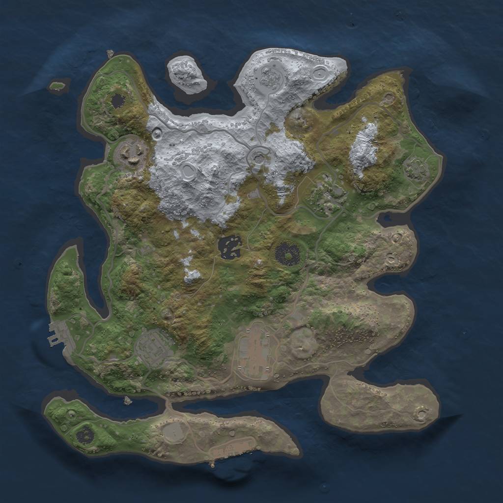 Rust Map: Procedural Map, Size: 3000, Seed: 76734, 13 Monuments