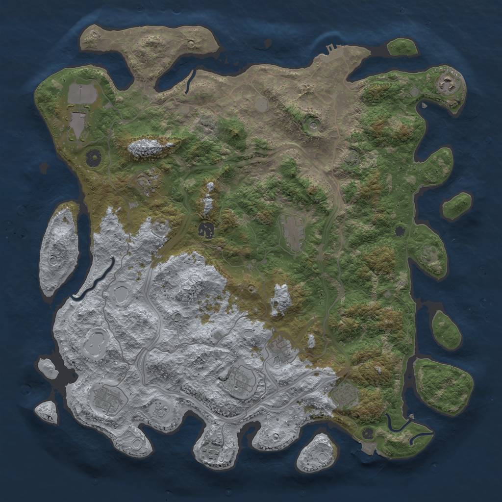 Rust Map: Procedural Map, Size: 4500, Seed: 356487854, 17 Monuments