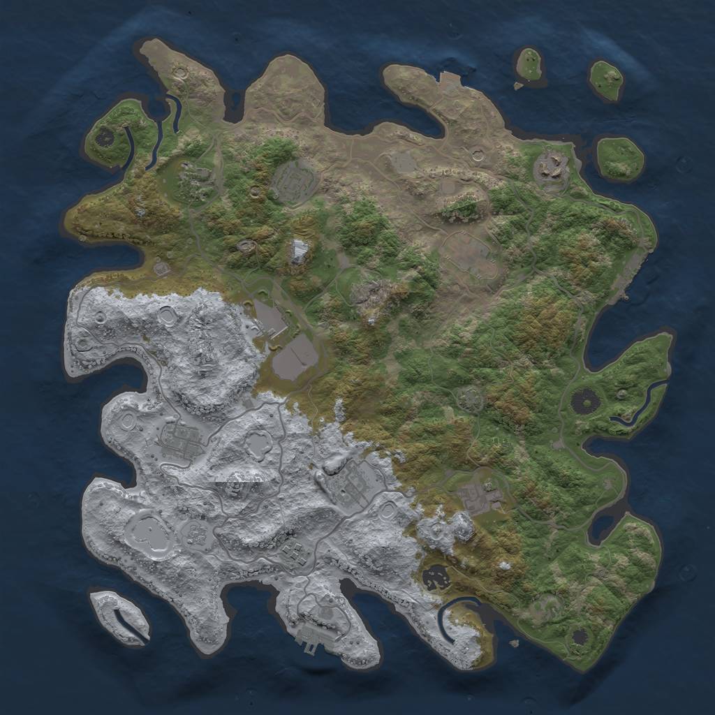 Rust Map: Procedural Map, Size: 4000, Seed: 440502814, 18 Monuments
