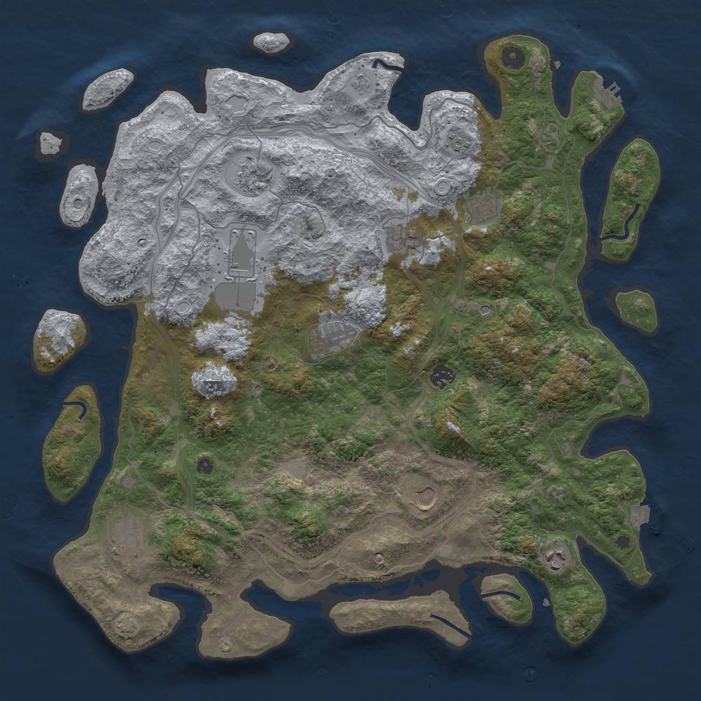 Rust Map: Procedural Map, Size: 4500, Seed: 1539055211, 17 Monuments