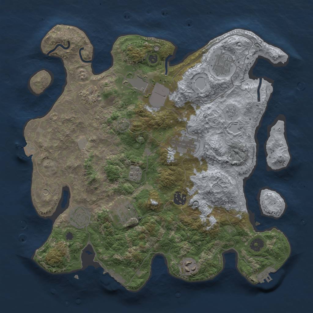 Rust Map: Procedural Map, Size: 3500, Seed: 671452221, 17 Monuments