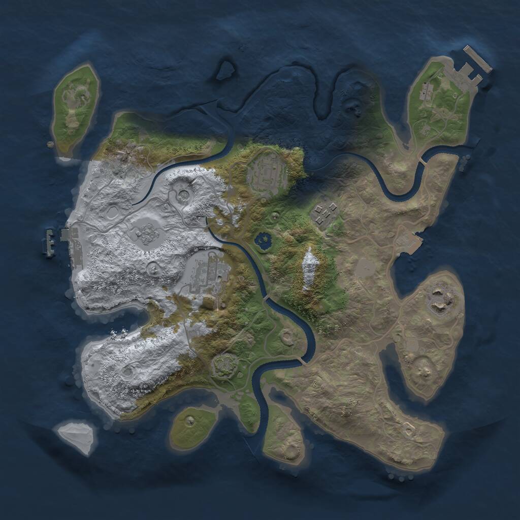 Rust Map: Procedural Map, Size: 3000, Seed: 73269, 10 Monuments
