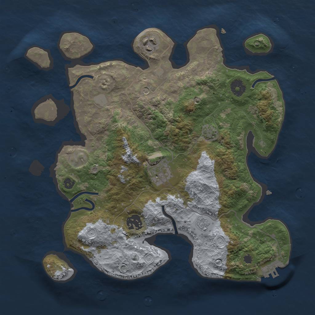 Rust Map: Procedural Map, Size: 3000, Seed: 2424, 10 Monuments