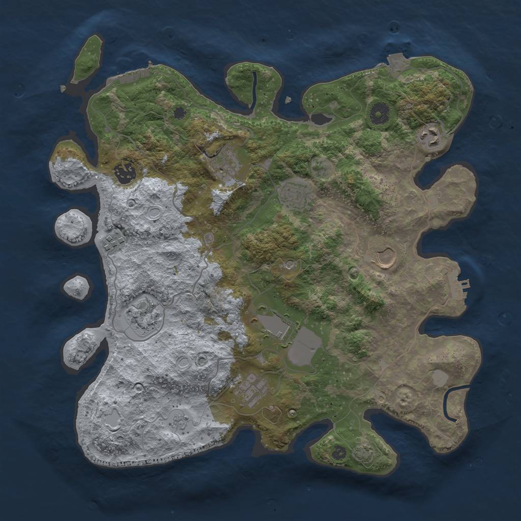 Rust Map: Procedural Map, Size: 3700, Seed: 175660447, 17 Monuments