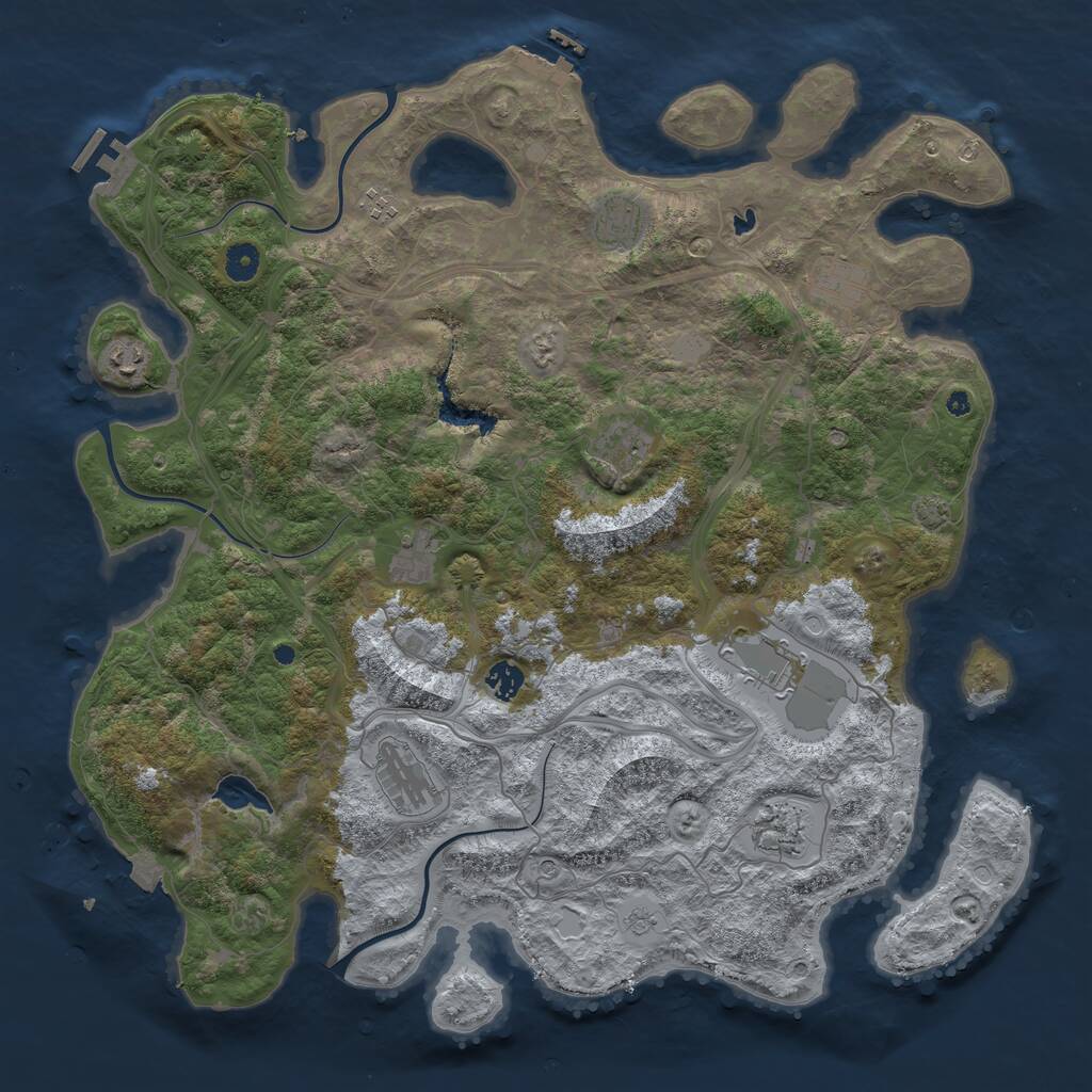 Rust Map: Procedural Map, Size: 4450, Seed: 50000, 16 Monuments