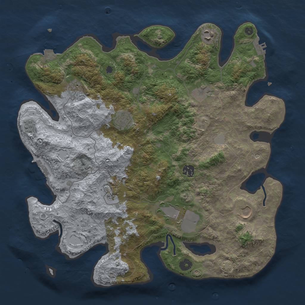 Rust Map: Procedural Map, Size: 3750, Seed: 585943, 17 Monuments