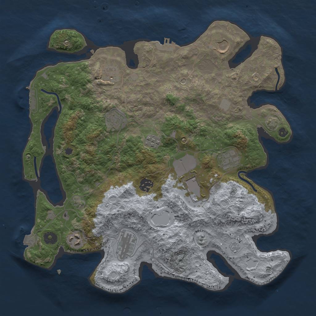 Rust Map: Procedural Map, Size: 3550, Seed: 30351647, 17 Monuments