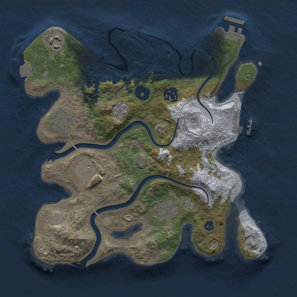 Rust Map: Procedural Map, Size: 3000, Seed: 30747, 11 Monuments
