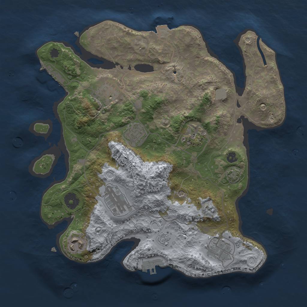 Rust Map: Procedural Map, Size: 3000, Seed: 717, 14 Monuments