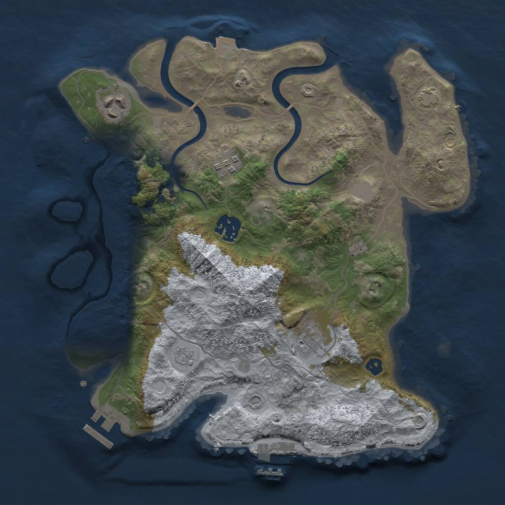 Rust Map: Procedural Map, Size: 3000, Seed: 717, 10 Monuments