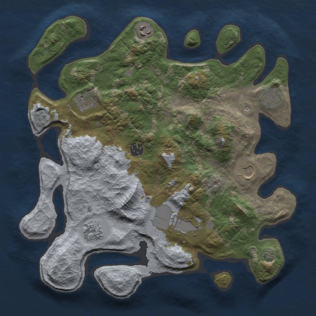 Rust Map: Barren, Size: 3500, Seed: 708424791, 12 Monuments