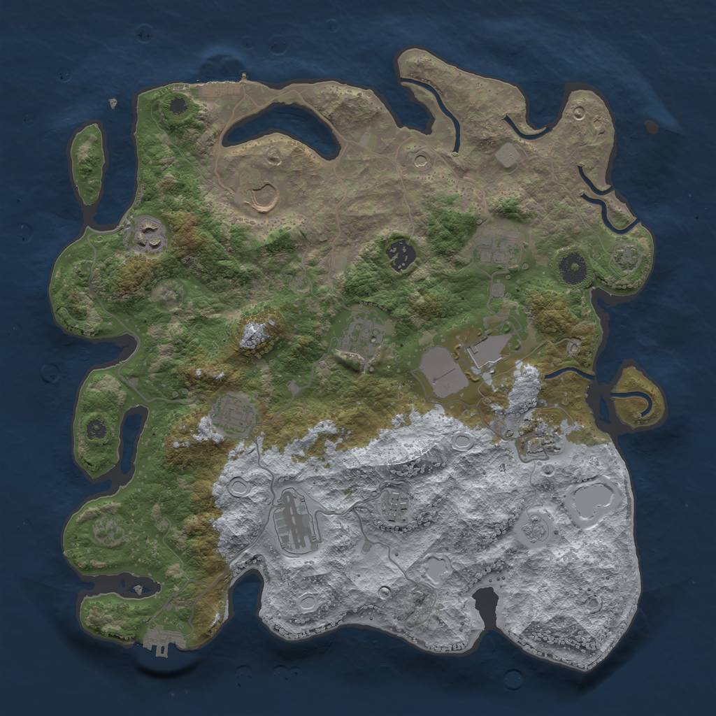 Rust Map: Procedural Map, Size: 3700, Seed: 98849607, 18 Monuments