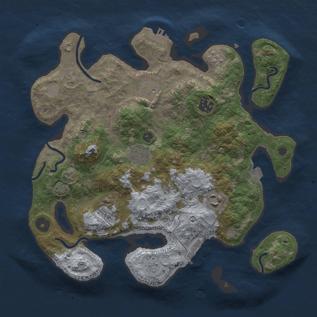 Rust Map: Procedural Map, Size: 3250, Seed: 516298739, 14 Monuments