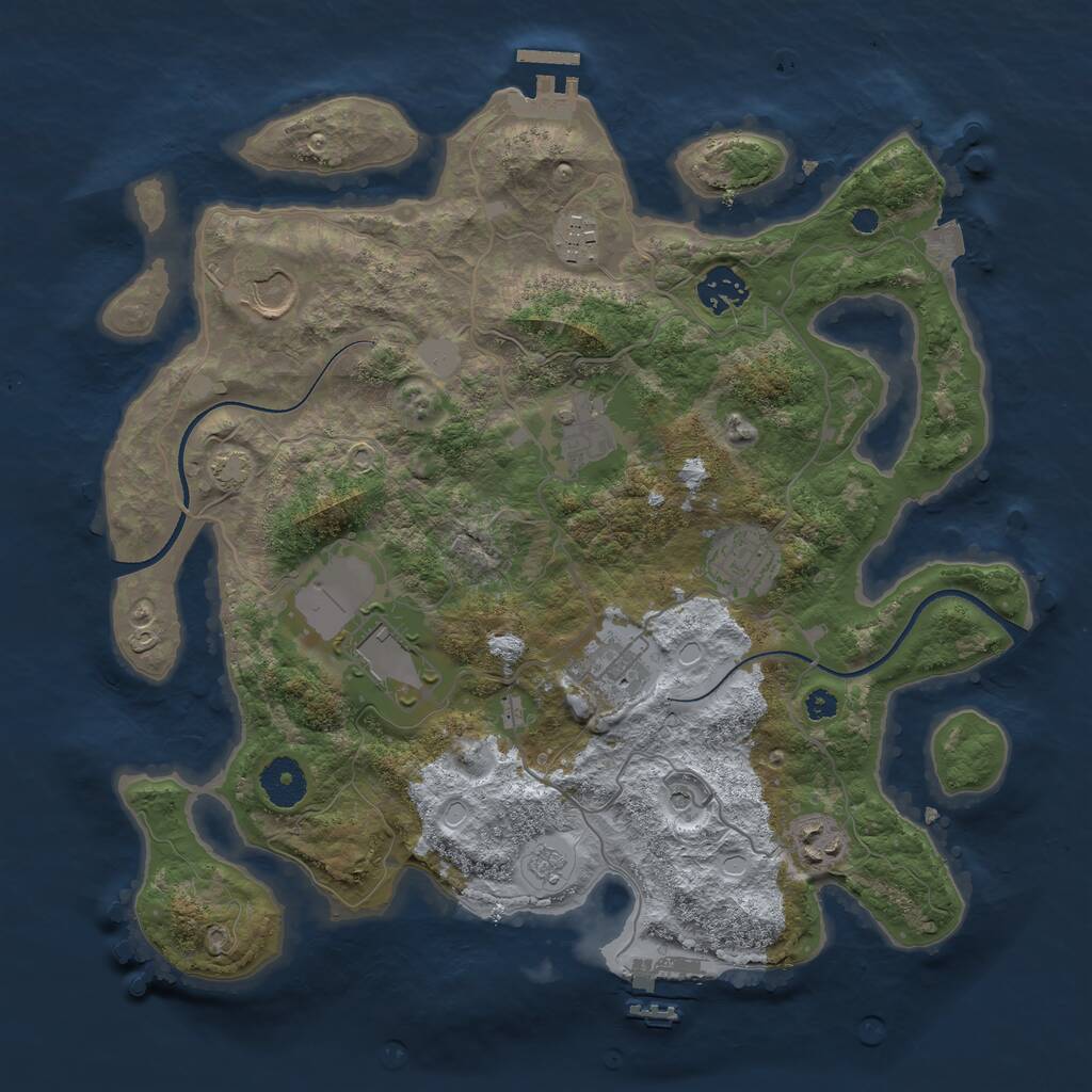 Rust Map: Procedural Map, Size: 3500, Seed: 16995795, 14 Monuments