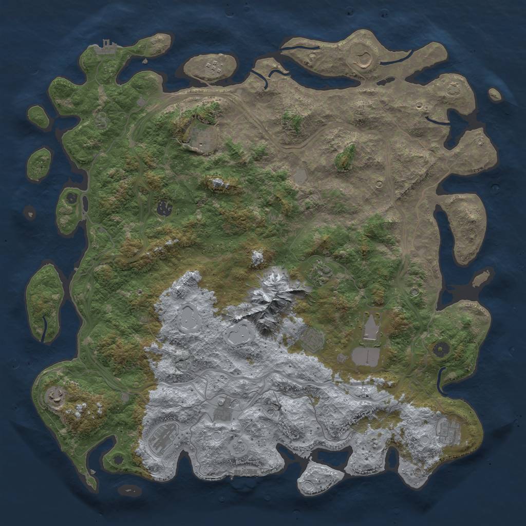 Rust Map: Procedural Map, Size: 5000, Seed: 7535654, 19 Monuments