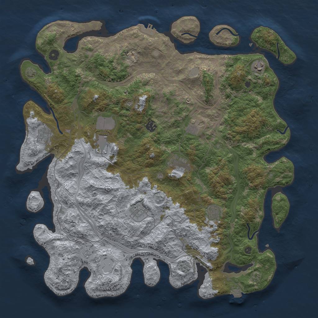 Rust Map: Procedural Map, Size: 4500, Seed: 1347723088, 16 Monuments