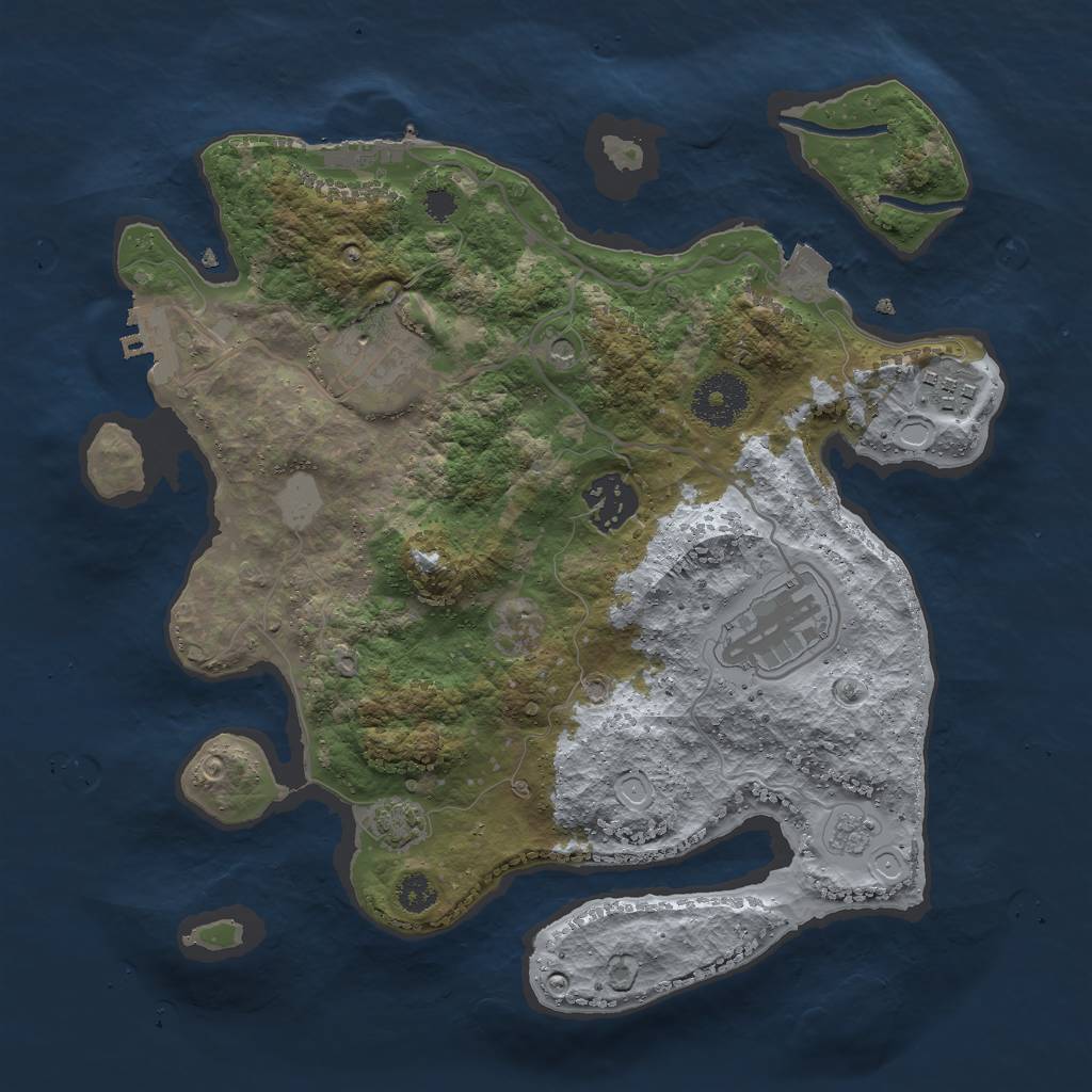 Rust Map: Procedural Map, Size: 3000, Seed: 16599, 12 Monuments