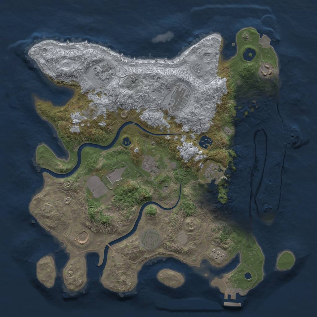 Rust Map: Procedural Map, Size: 3750, Seed: 288801736, 16 Monuments