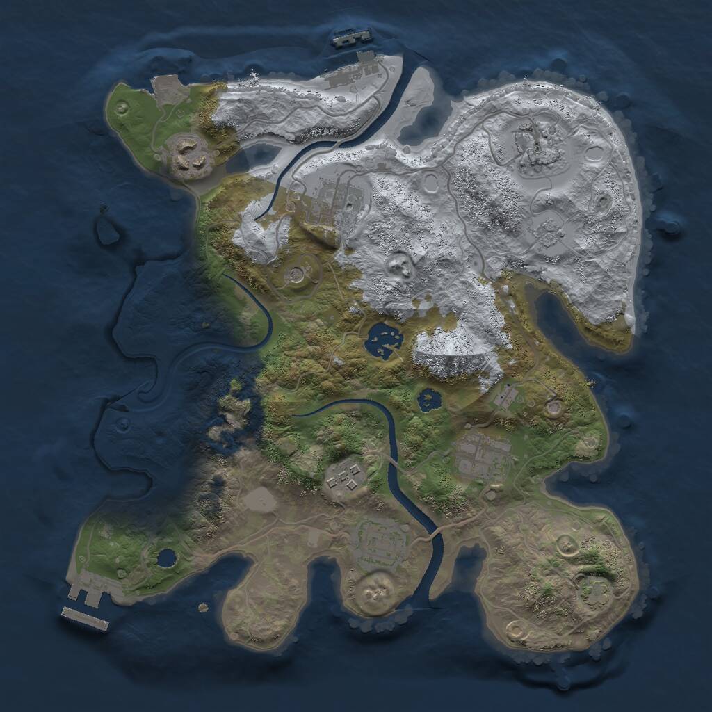 Rust Map: Procedural Map, Size: 3000, Seed: 5374, 13 Monuments