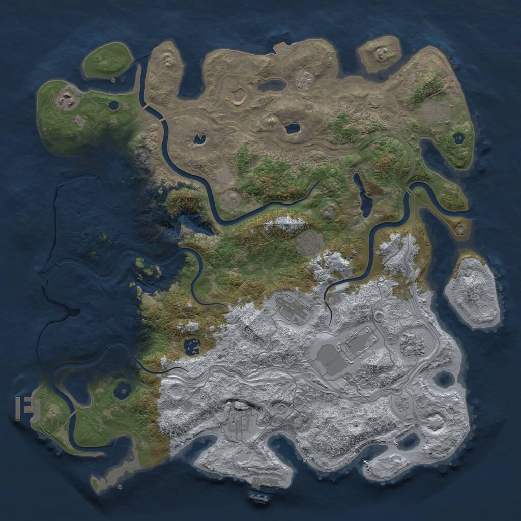 Rust Map: Procedural Map, Size: 4500, Seed: 1377661669, 16 Monuments