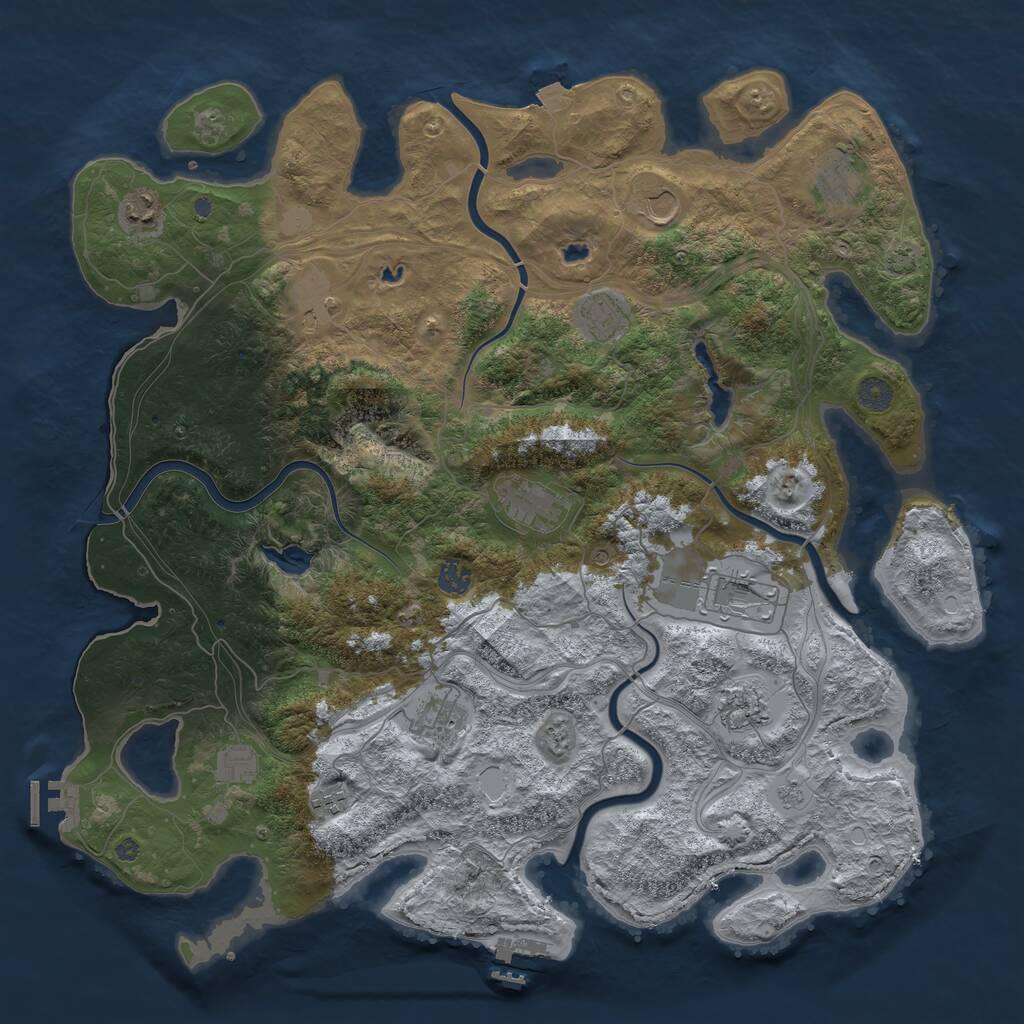Rust Map: Procedural Map, Size: 4500, Seed: 1377661669, 19 Monuments