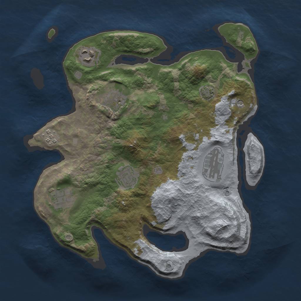 Rust Map: Barren, Size: 3000, Seed: 1603647082, 10 Monuments