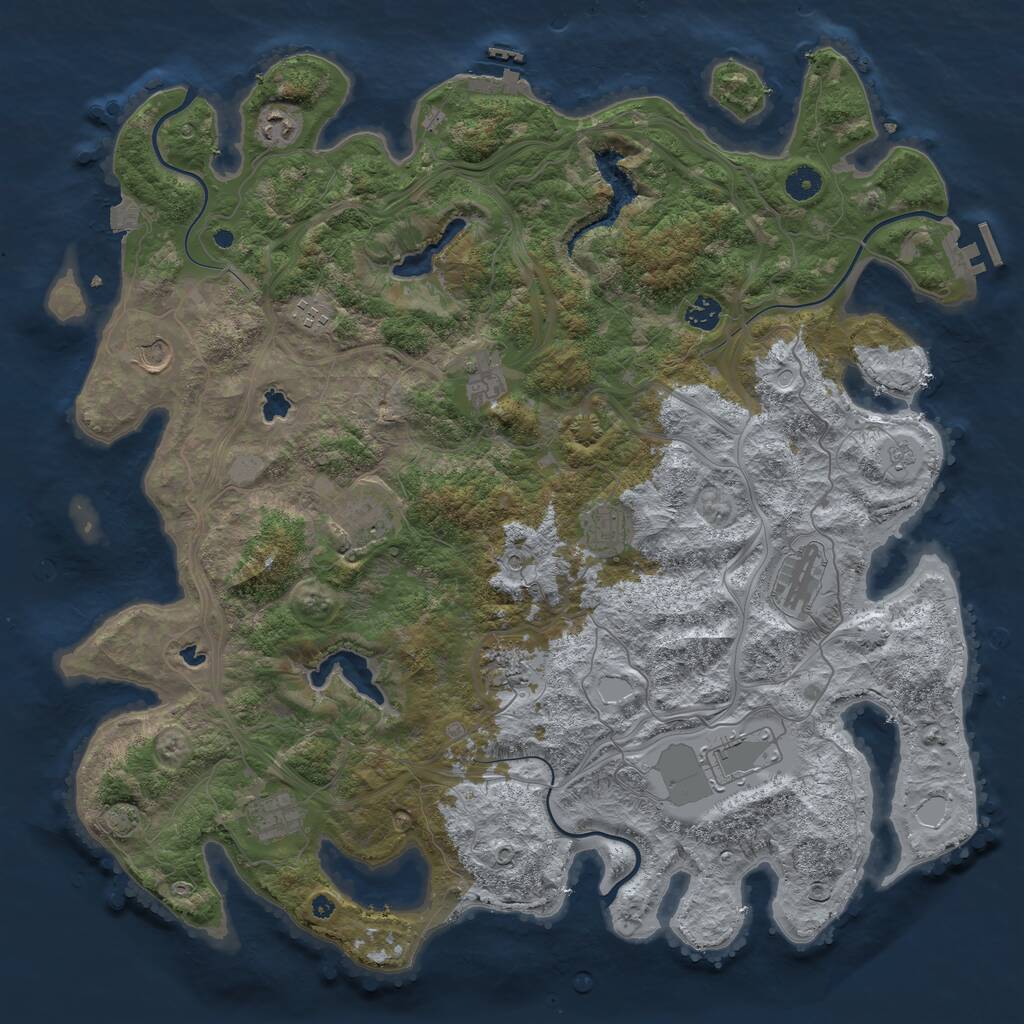 Rust Map: Procedural Map, Size: 4500, Seed: 1603647082, 17 Monuments
