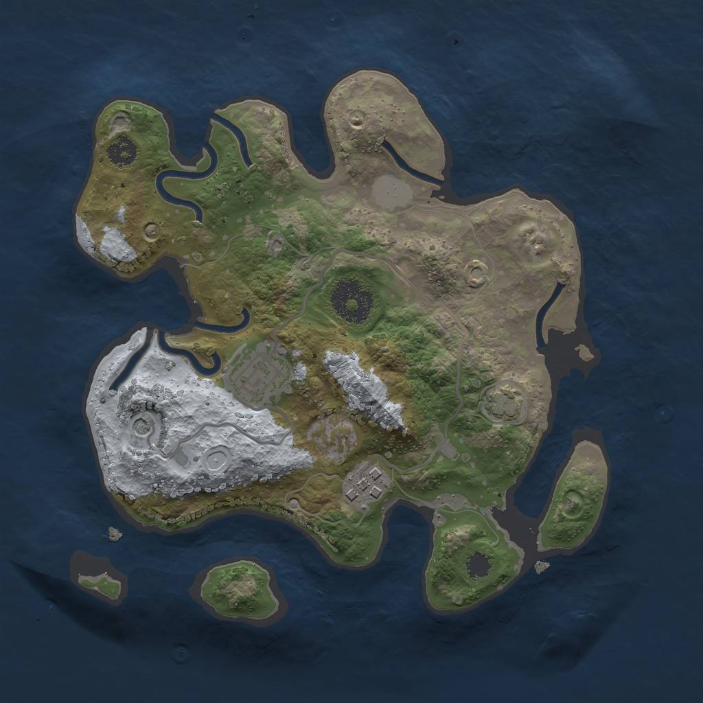 Rust Map: Procedural Map, Size: 2500, Seed: 5091295, 7 Monuments