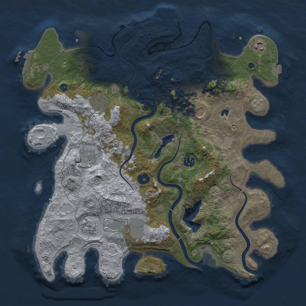 Rust Map: Procedural Map, Size: 4000, Seed: 93459877, 14 Monuments